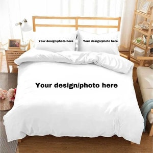 Personalized Cotton Photo/Design Duvet Cover & Pillowcases | Custom Cotton Printed Bedding Set