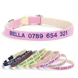 Personalized Embroidered Pet ID Collar | Custom Name & Number Pet Collar