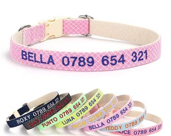 Personalized Embroidered Pet ID Collar | Custom Name & Number