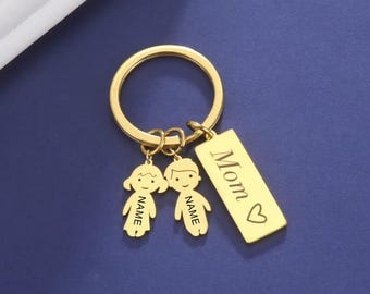 Custom Family Names Keychain | Personalized Kid Figures, Pet Parent Gift