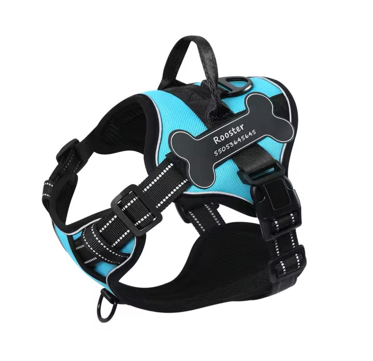 Personalized Reflective Stitch No Pull Harness | Custom Name Phone ...