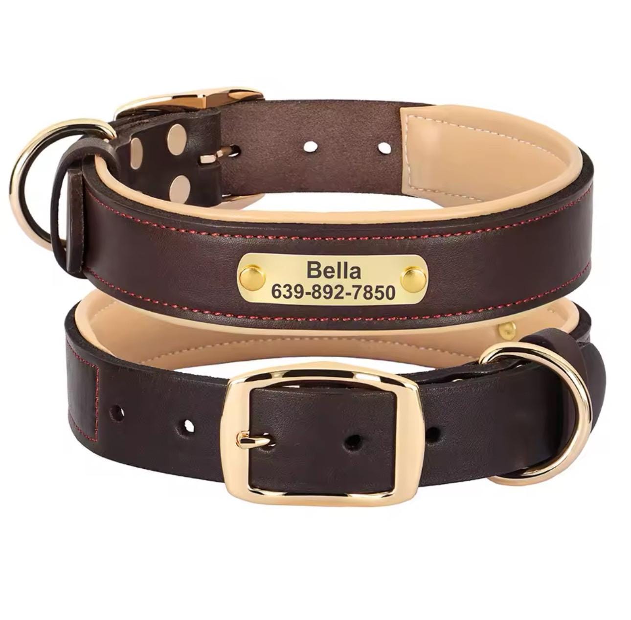 Joytale Collare Cane Pelle, Orbido E Resistente Collare In Pelle Con Etichetta QR ID, Collare - Foto 9