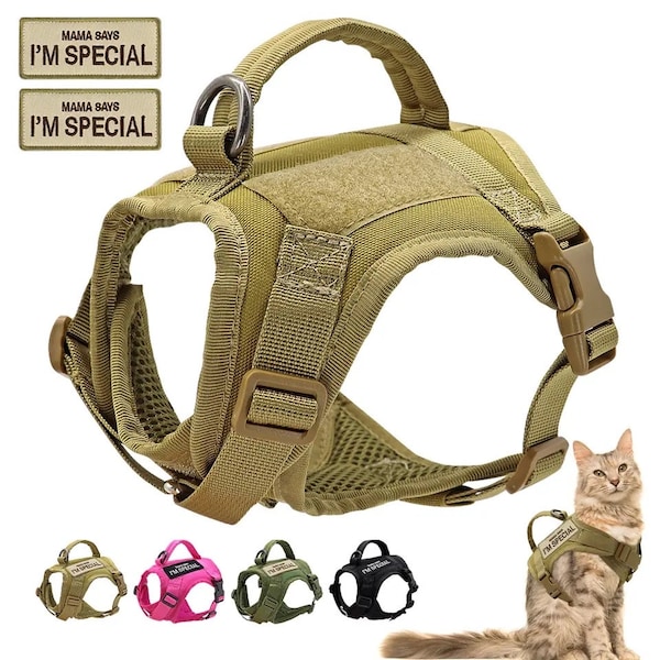 Personalized Tactical Vest for Cats & Small Dogs Puppies | Custom Name Number Text Cat Harness