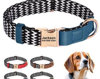 Personalized Engraved Zigzag Pet Collar | Custom Name Dog Collar ID Tag