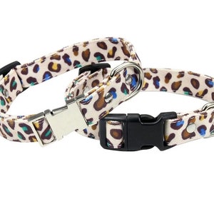 Personalized Leopard Pattern Pet Collar | Custom Name Number Engraved Pet Collar