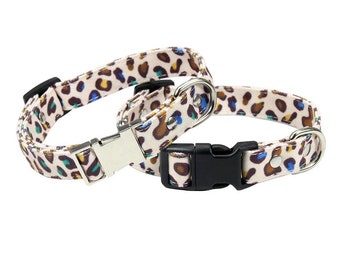 Leopard Print Pet Collar | Personalized Engraved Buckle