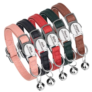Personalisierte Gravierte Katzenhalsband mit Glocke | Benutzerdefinierte Name PU Leder Katzenhalsband