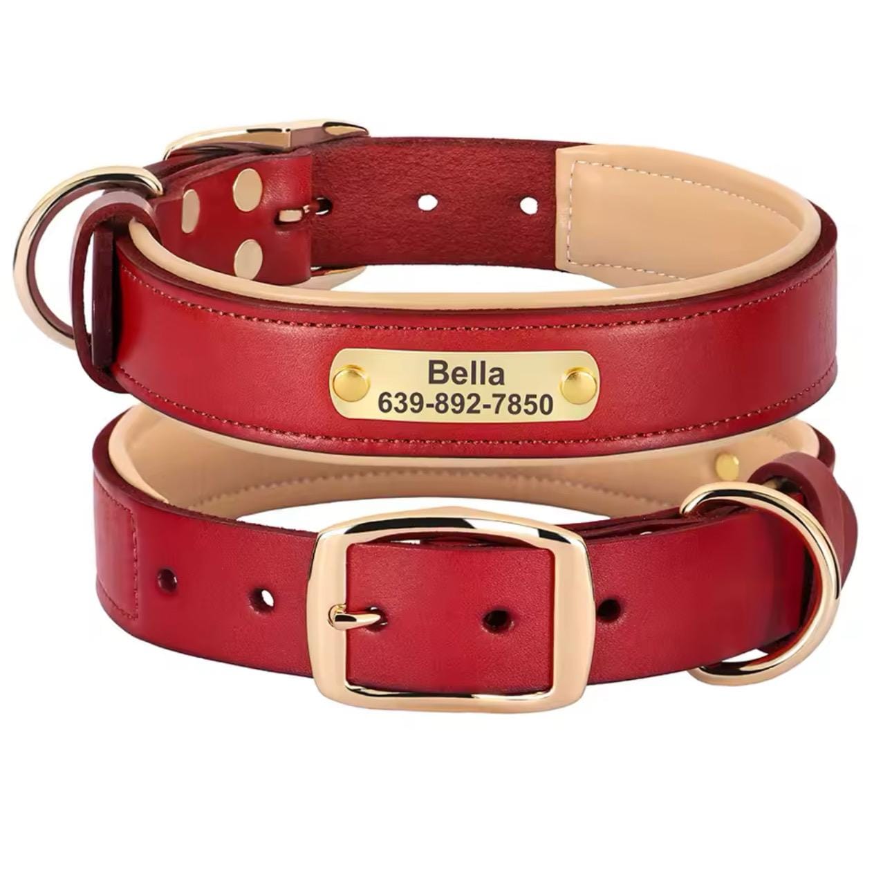 Joytale Collare Cane Pelle, Orbido E Resistente Collare In Pelle Con Etichetta QR ID, Collare - Foto 8