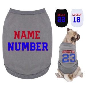 T-shirt personnalisé pour chien | Haut de basket-ball avec nom personnalisé pour petit chien de taille moyenne