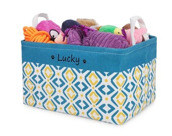 Personalized Retro Foldable Pet Toy Basket | Personalized Storage Basket