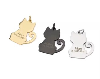 Etiqueta de identificación de gato personalizada / Dije de collar grabado personalizado