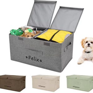 Panier pliable personnalisé pour animaux de compagnie avec couvercle | Bac de rangement personnalisé