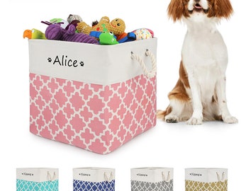 Personalized Pet Toy Storage Basket | Paw Heart Pattern Custom Storage Basket