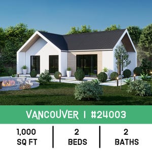40&#39; x 25&#39; Modern Scandinavian ADU w/ 2 Bedroom, 2 Bath Architectural Plans - Custom 1,000 SF Modern House Plan - Instant PDF Download