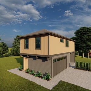 18&#39;-8&quot; x 35&#39;-0&quot; Prairie ADU w/ 2 Bedroom 1 Bath Architectural Plans - Custom 700 SF Modern Home Blueprint - Instant PDF Download