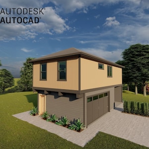 18&#39;-8&quot; x 35&#39;-0&quot; Prairie ADU w/ 2 Bedroom 1 Bath Architectural Plans - Custom 700 SF Modern Home Blueprint - Instant PDF/AutoCAD Download