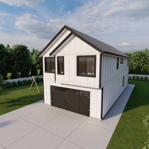 23' x 52' Farmhouse w/ 4 Bedroom, 2.5 Bath Architectural Plans - Custom 1,841 SF Modern Home Blueprint - Instant PDF Download