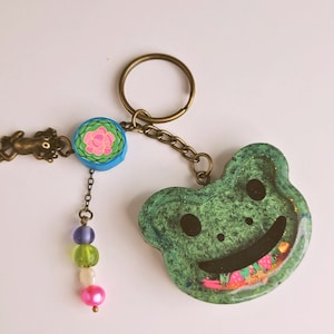 Cute Frog Shaker Keychain with Charms, Green