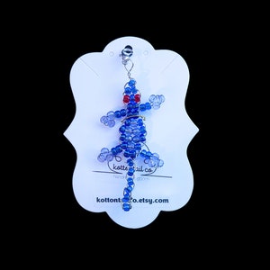 Blue Beaded Lizard Charm with Silver Clasp