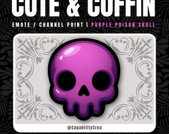 Purple Poison Skull Emote & Twitch Channel Point – Cute Gothic Skull Emote – Spooky Kawaii PNG for Streamers