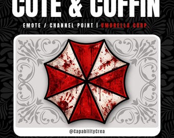 Umbrella Logo Emote Pack | Horror Twitch Emotes | Zombie Channel Points | Resident Evil Inspired | Gothic Cute & Coffin Badge PNG
