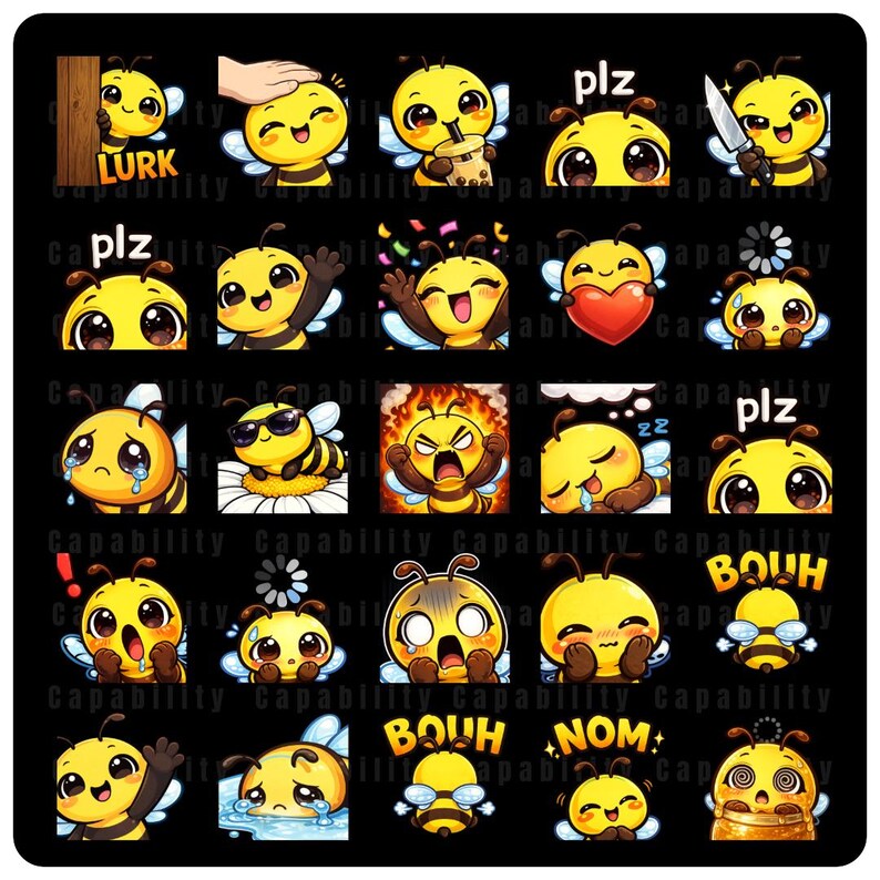 Honey Bee Twitch Emotes Pack (20) – Cute Kawaii Bee Emotes PNG - Etsy