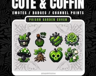 Poison Garden Twitch Emotes | Witchcore Channel Points | Gothic Plant Badge Pack | Dark Botanical Emotes | Cottage Goth Stream Assets