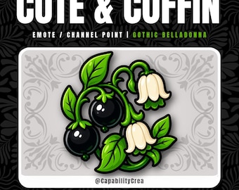 Gothic Belladonna Flower Twitch Emote | Deadly Nightshade Channel Point PNG | Witchy Botanical Stream Asset