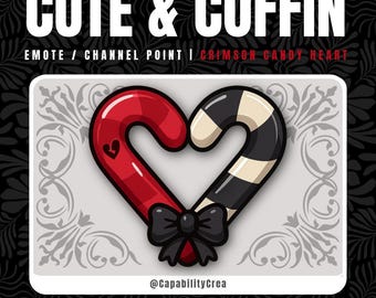 Crimson Candy Heart – Gothic Christmas Emote (Transparent PNG) | Cute & Coffin Twitch Emote / Channel Point | Dark Xmas Icon | Discord Icon