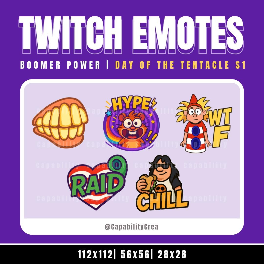 Twitch Emotes Day of the Tentacle | Maniac Mansion 2 Pack | Boomer ...