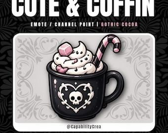 Gothic Cocoa Emote – Hot Cocoa Twitch Emote, Cute Goth Mug, Witchy Hot Chocolate Channel Point, Dark Fantasy Stream Asset