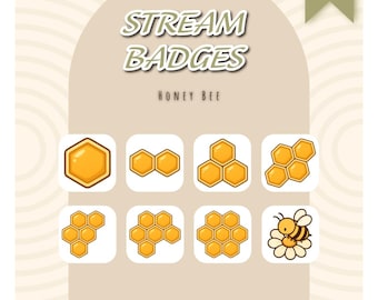 Honey Bee Emotes & Twitch Badges – Kawaii Honeycomb Emote Pack – Cute Bee PNG Set for Streamers