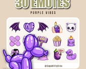 Purple Vibes Twitch Emotes Pack (30 Emotes) | Cute Gothic Kawaii Emotes | PNG Twitch Emotes Set