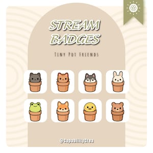 Tiny Pot Friends Emotes & Twitch Badges – Kawaii Tier-Emote-Paket – Niedliches Haustier-PNG-Set für Streamer