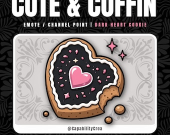 Dark Heart Cookie Emote – Gothic Cookie Twitch Emote, Cute Goth Badge, Witchy Channel Point, Dark Fantasy Stream Asset
