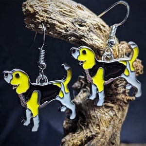 Beagle Enamel Dangle Earrings