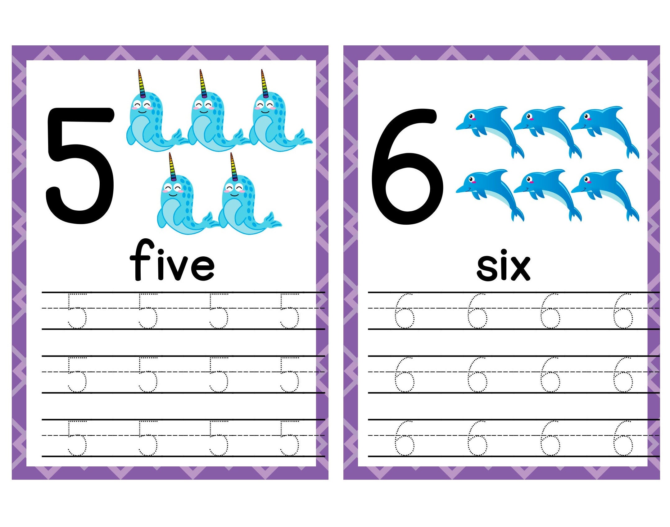 Number Tracing Worksheets - Etsy