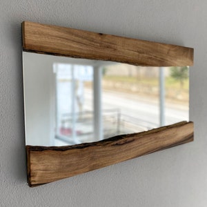 Made to Order, Live edge Walnut Wood Wall Mirror | Irregular Mirror, Mirror Wall Decor, Asymmetrical mirror, Decorative mirror, Walnut frame