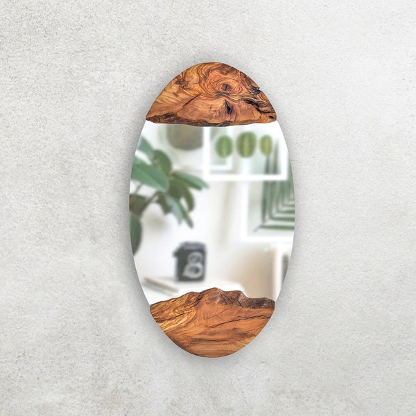 Made to Order, Ellipse Rustic Decorative Wall Mirror | Live edge Wood Framed Wall Mirror | Mirror Wall Decor, Aesthetic room decor, Wall Art