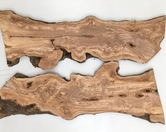 55" Olive Wood Blank Slab, 2 Pcs Wood Plank, Wood Slab Desk, Live Edge Wood Slab, Olive Wood Slab, Live Edge Wood, Extra thick wood slabs