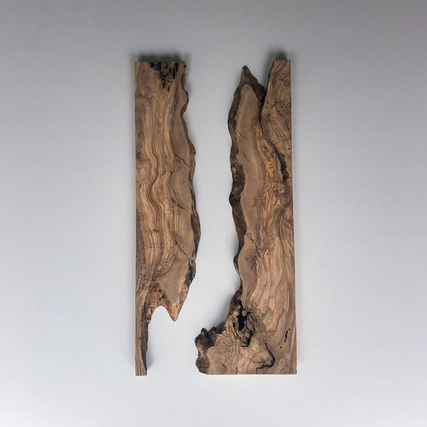 18" Olive wood slabs for DIY wood art (2 pieces) | Live edge wood slab | Raw edge wood slab | Live edge slab unfinished | Olive wood slab