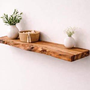Olive Floating Shelves, Custom Wood Shelves, Rustic Shelves, Bathroom Shelves with Bracket, Long Book Shelves, Olive Kitchen Shelves