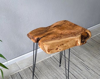 Olive Wood Live Edge Coffee table, Unique coffee table, Reclaimed wood coffee table, Wood side table, Rustic coffee table, Home decor
