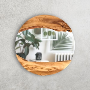 Made to Order, Olive Wood Round Wall Mirror, Live Edge Wood Wall Mirror, Wood Frame Mirror Wall Decor, Wood Mirror, Small-Large Wall Mirror