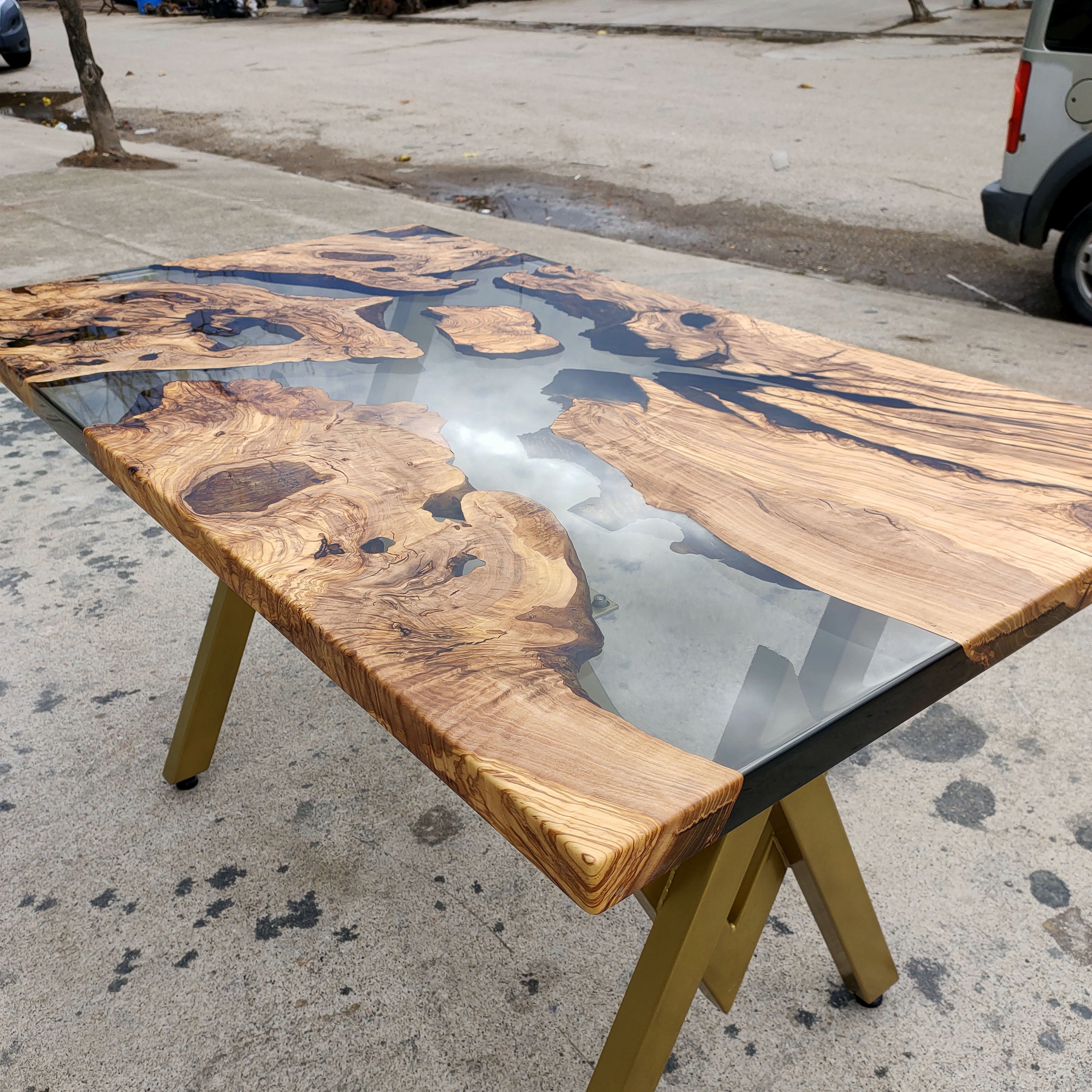 Tavola di livellamento per resina epossidica, 40,6 x 30,5 cm, per lavori in resina, tavolo regolabile multifunzionale per arte fai da te, durevole, blu e grigio