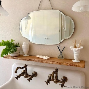 Live Edge Olive Floating Shelves, Reclaimed Industrial Wooden Floating Shelves, Farmhouse Heavy Duty Floating Shelves, Bathroom Shelf image 2