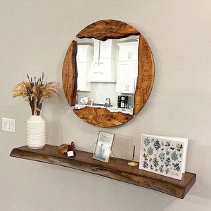 Made to Order, Olive Wood Oval Mirror, Live Edge Wood Wall Mirror, Wood Frame Mirror Wall Decor, Round Wood Mirror, Small-Large Wall Mirror