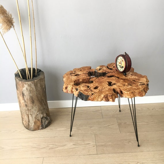 Natural wood edge coffee table outlet