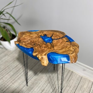 Live Edge Olive Wood Epoxy Coffee Table: Handmade Resin Side Table