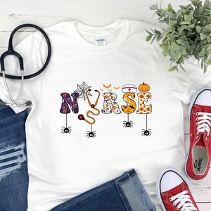 Halloween Nurse Shirt, Spooky Nurse Sweatshirt, Nurse Halloween Gifts, Halloween Party Shirt, Custom Nurse Halloween Shirt, Cute Nurse Shirt